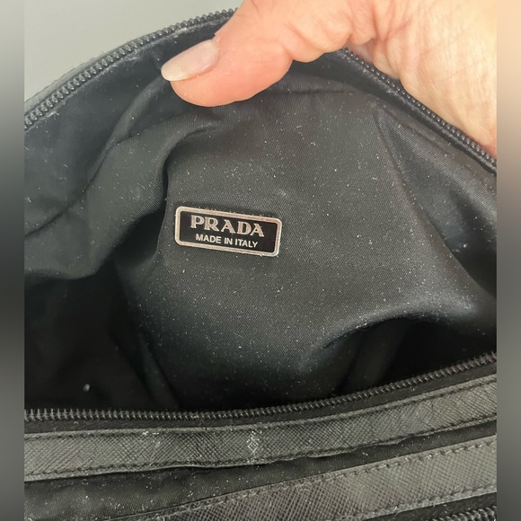 PRADA Re Nylon Saffiano leather travel pouch dopp kitt makeup bag black zip up - Picture 9 of 10